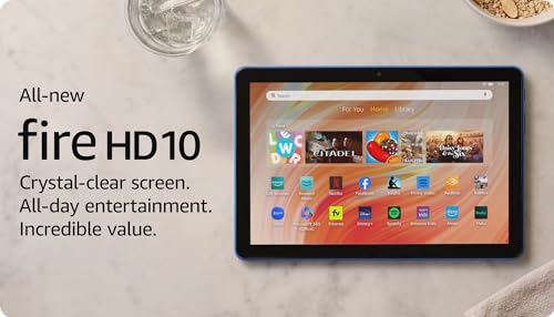 Amazon Fire HD 10 tablet (newest model) built for relaxation, 10.1" vibrant Full HD screen, octa-core processor, 3 GB RAM, 64 GB, Lilac