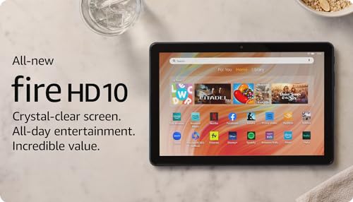 Amazon Fire HD 10 tablet (newest model) built for relaxation, 10.1" vibrant Full HD screen, octa-core processor, 3 GB RAM, 64 GB, Lilac