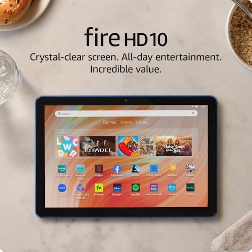 Amazon Fire HD 10 tablet (newest model) built for relaxation, 10.1" vibrant Full HD screen, octa-core processor, 3 GB RAM, 64 GB, Lilac