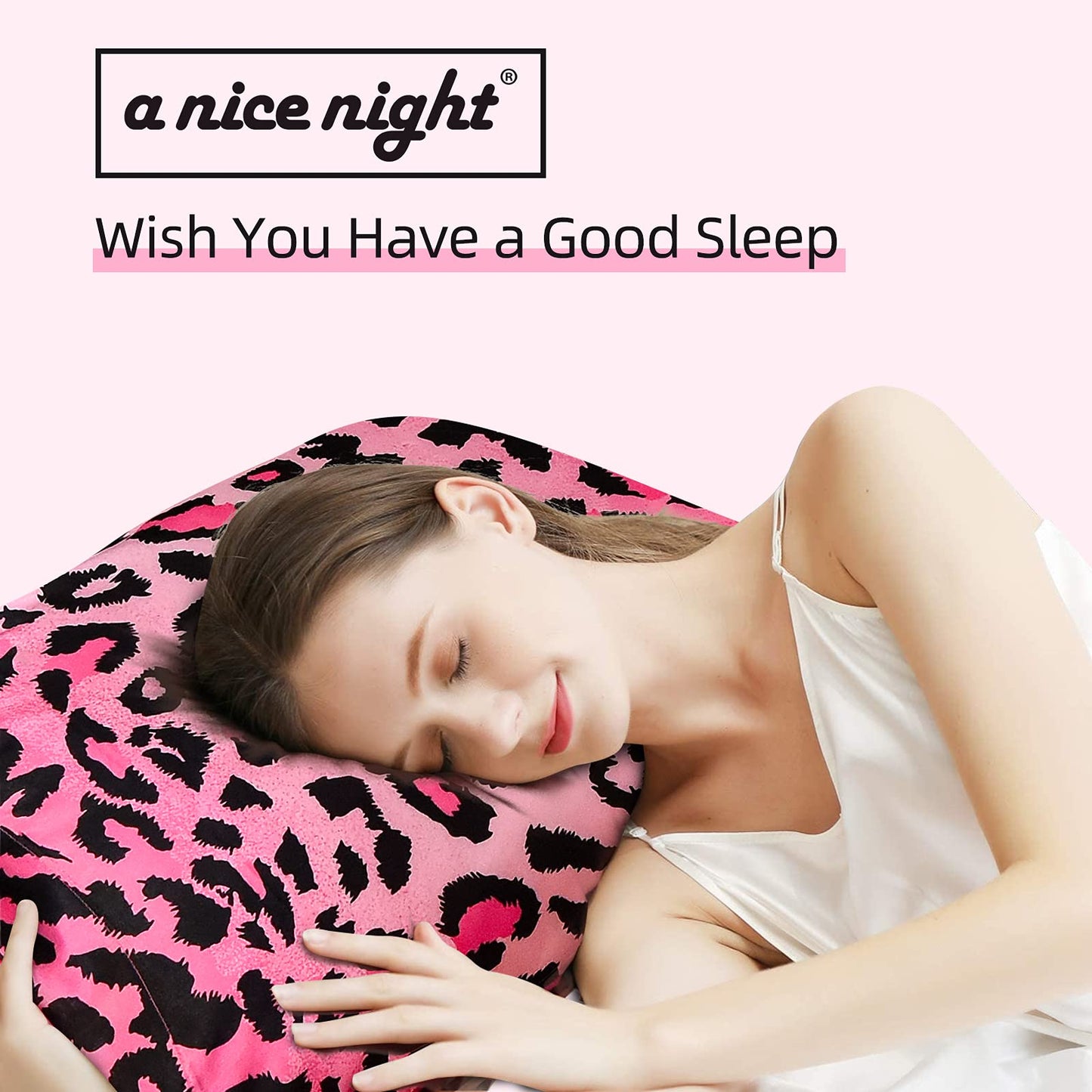 A Nice Night Leopard Printed，Satin Silky Soft Quilt Sexy Luxury Super Soft Microfiber Comforter Quilt Bedding Comforter Set Full/Queen, Light Weighted (Pink, Queen(88-by-88-inches))