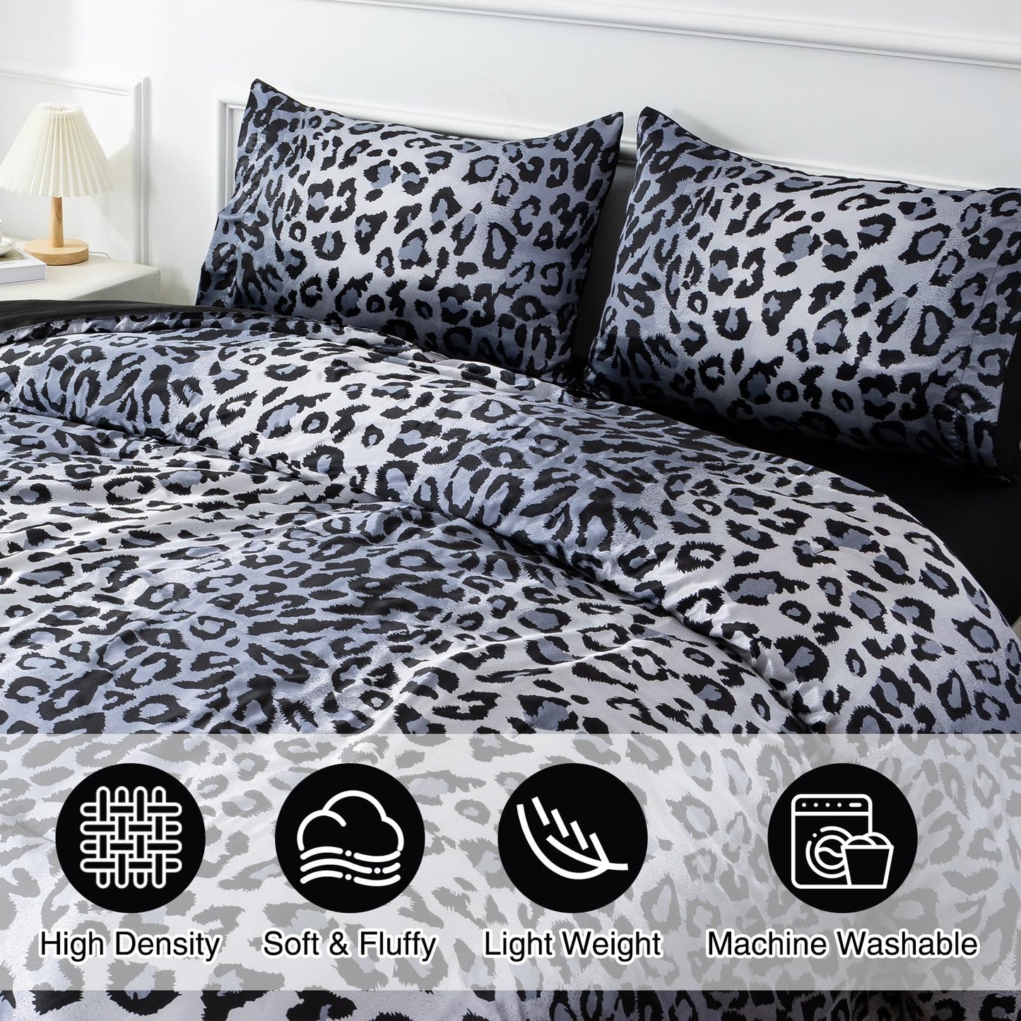 A Nice Night Leopard Printed，Satin Silky Soft Quilt Sexy Luxury Super Soft Microfiber Comforter Quilt Bedding Comforter Set Full/Queen, Light Weighted (Pink, Queen(88-by-88-inches))