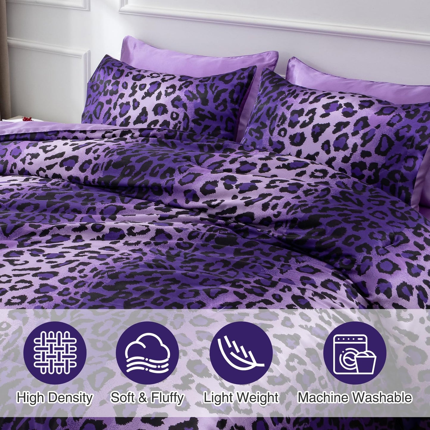 A Nice Night Leopard Printed，Satin Silky Soft Quilt Sexy Luxury Super Soft Microfiber Comforter Quilt Bedding Comforter Set Full/Queen, Light Weighted (Pink, Queen(88-by-88-inches))