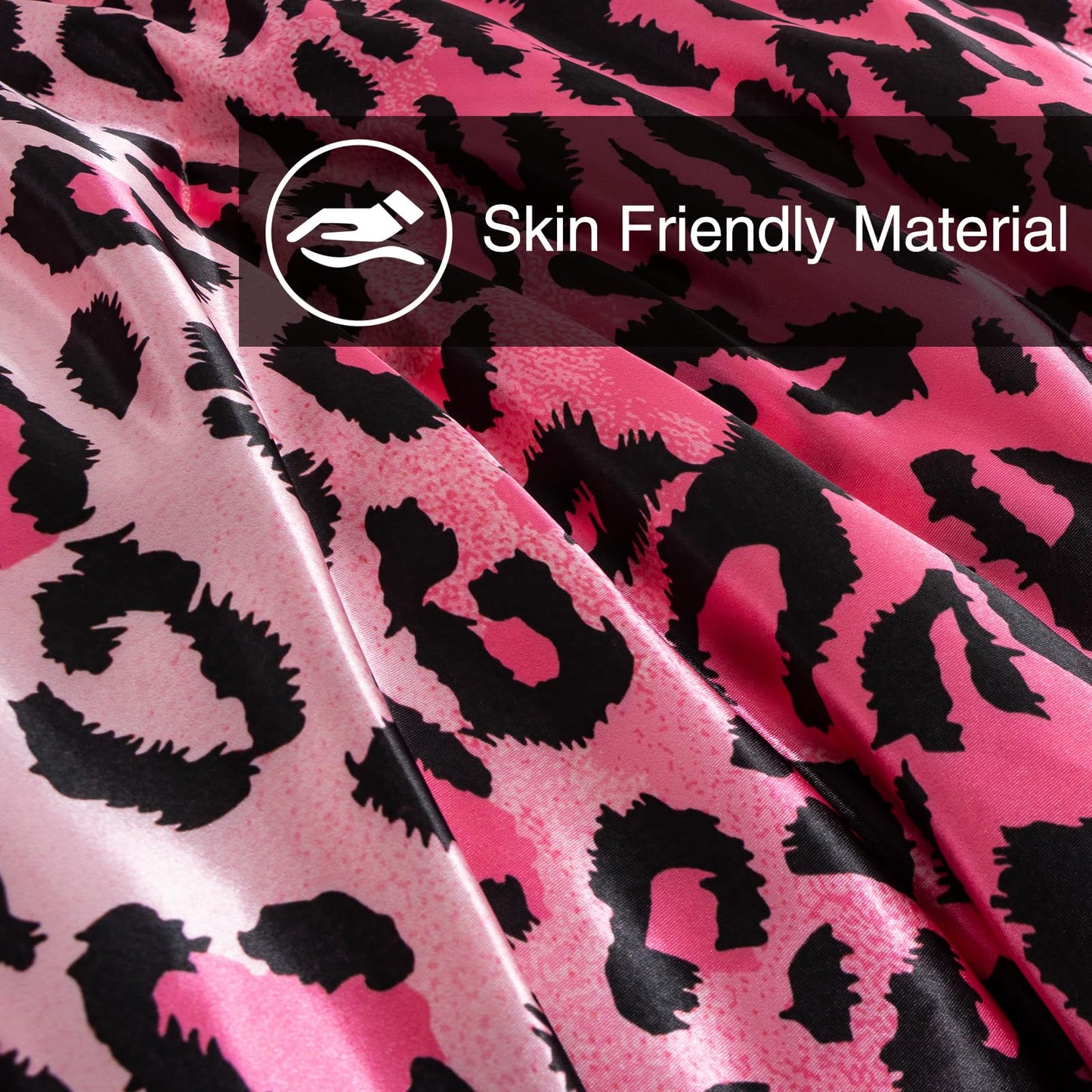 A Nice Night Leopard Printed，Satin Silky Soft Quilt Sexy Luxury Super Soft Microfiber Comforter Quilt Bedding Comforter Set Full/Queen, Light Weighted (Pink, Queen(88-by-88-inches))